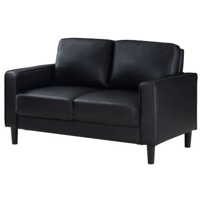 Ruth Modern Black Leather Loveseat