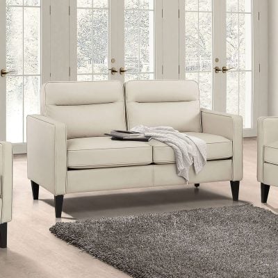 Jonah Beige Leather Loveseat