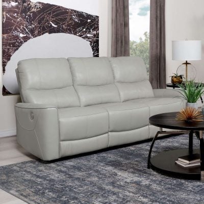 Greenfield White Leather Reclining Sofa