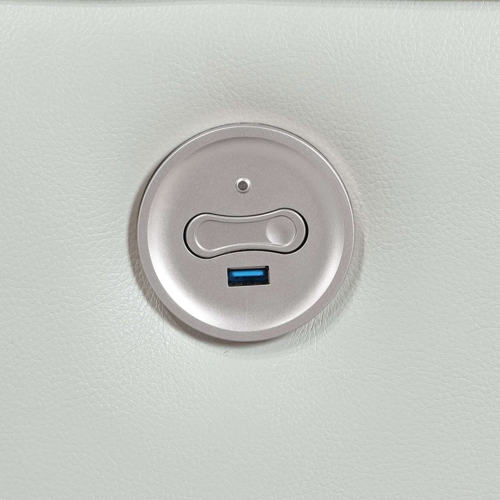 Power reclining sofa with usb input