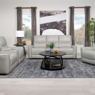 Greenfield White Leather Reclining 3 pc sofa loveseat chair
