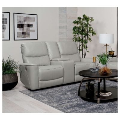 Greenfield White Leather Reclining Loveseat
