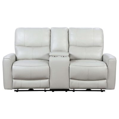 Greenfield White Leather Reclining Loveseat