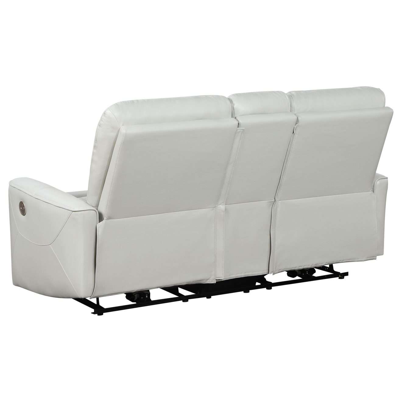 Greenfield White Leather Reclining Loveseat