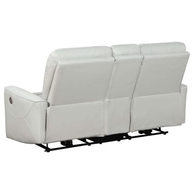 Greenfield White Leather Reclining Loveseat