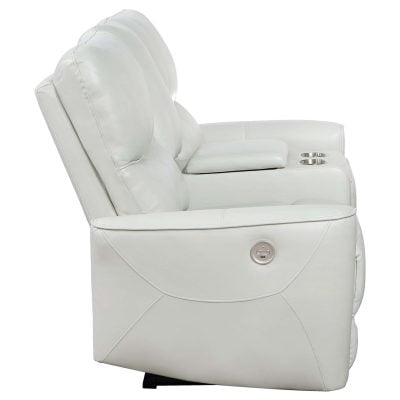 Greenfield White Leather Reclining Loveseat