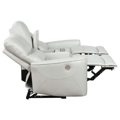 Greenfield White Leather Reclining Loveseat