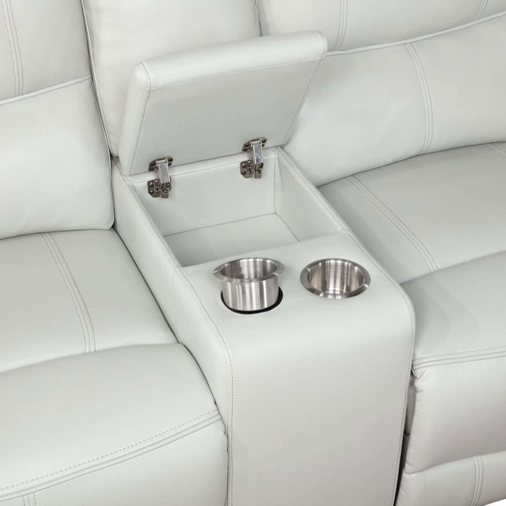 Greenfield White Leather Reclining Loveseat