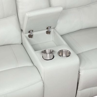 Greenfield White Leather Reclining Loveseat