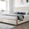 Kaleea Beige & Walnut Bed Frame