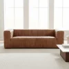 castle light brown top grain leather sofa