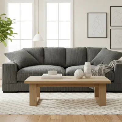 Plunge Charcoal Gray Deep Plush Sofa