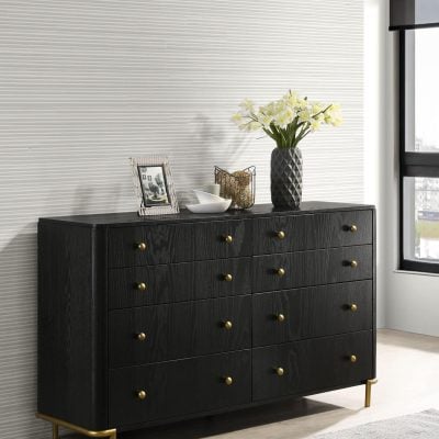Arini Mid Century Modern Black Dresser