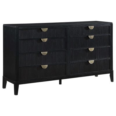 Brookmead 8 Drawer Black Wood Dresser