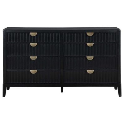 Brookmead 8 Drawer Black Wood Dresser