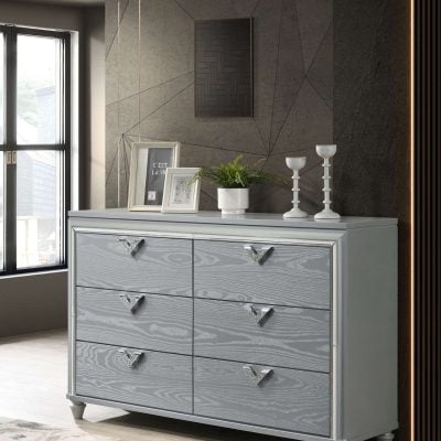 Veronica 6 Drawer Silver Dresser