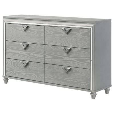 Veronica 6 Drawer Silver Dresser