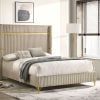 Lucia Beige Upholstered Bed With Gold Accents