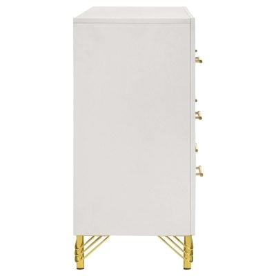 Lucia 6 Drawer White And Gold Dresser