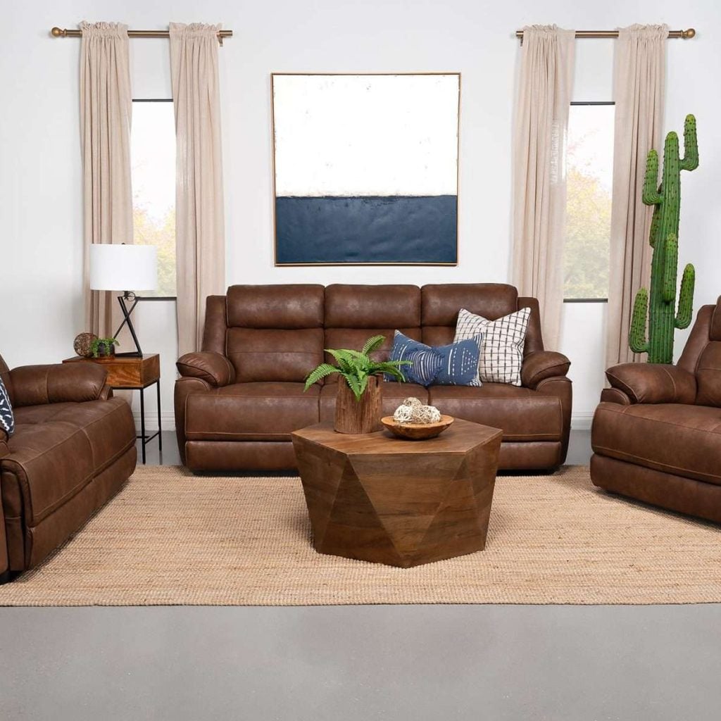 Ellington Dark Brown Leather Sofa Set
