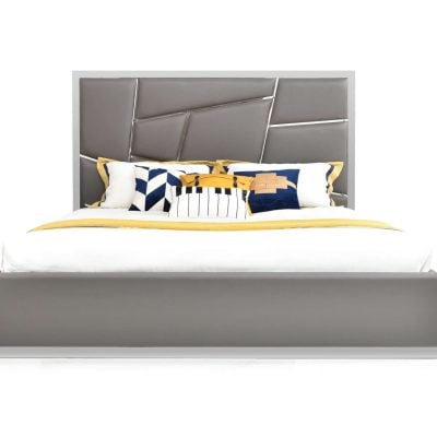 Modrest Chrysler Modern Grey Bonded Leather Bed