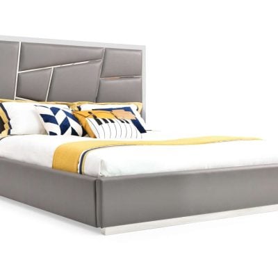 Modrest Chrysler Modern Grey Bonded Leather Bed