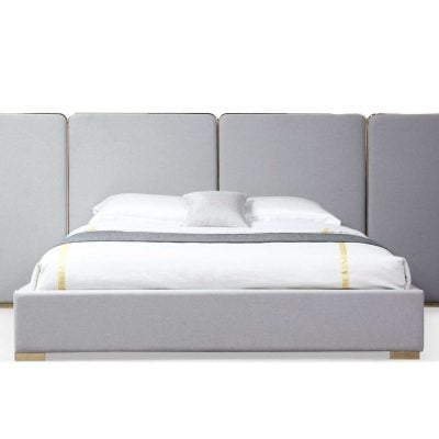 Modrest Athena Modern Grey Linen & Gold Bed