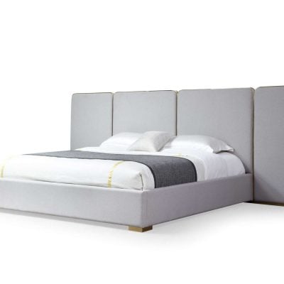 Modrest Athena Modern Grey Linen & Gold Bed
