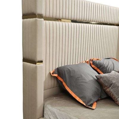 Modrest Sterling Modern Beige Leather & Gold Bed