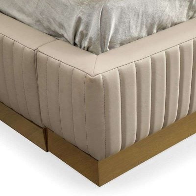 Modrest Sterling Modern Beige Leather & Gold Bed
