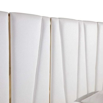 Modrest Nixa Modern White Leather & Gold Bed