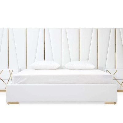 Modrest Nixa Modern White Leather & Gold Bed