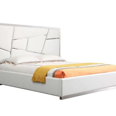 Modrest Chrysler Modern White Leather Bed