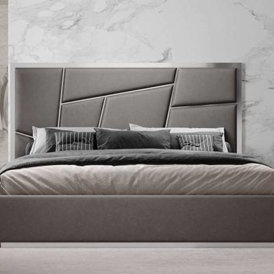 Modrest Chrysler Modern Grey Bonded Leather Bed