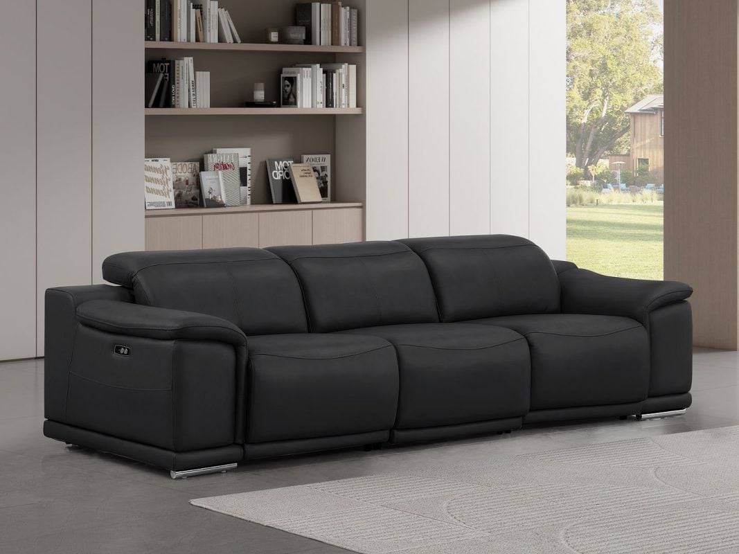 Top grain leather reclining sofa