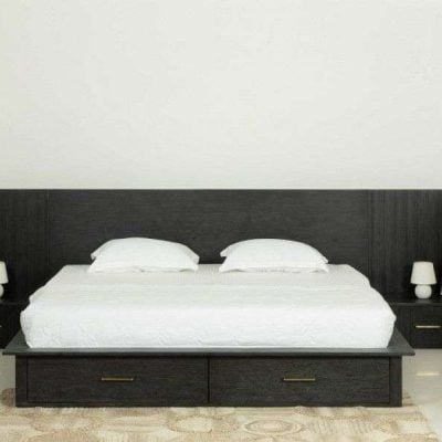 Modrest Manchester Platform Dark Grey Bed with Drawers