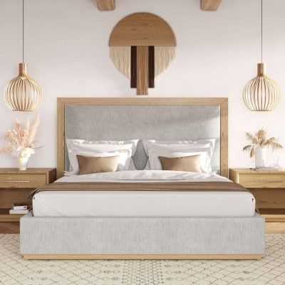 Santa Barbara Modern Grey Natural Wood Bed