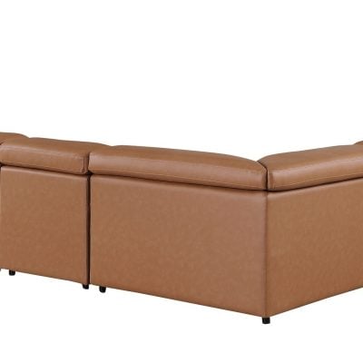 Divantalia Livorno Modern Recliner Cognac Brown Italian Leather Sectional Sofa 7 Pc cupholders