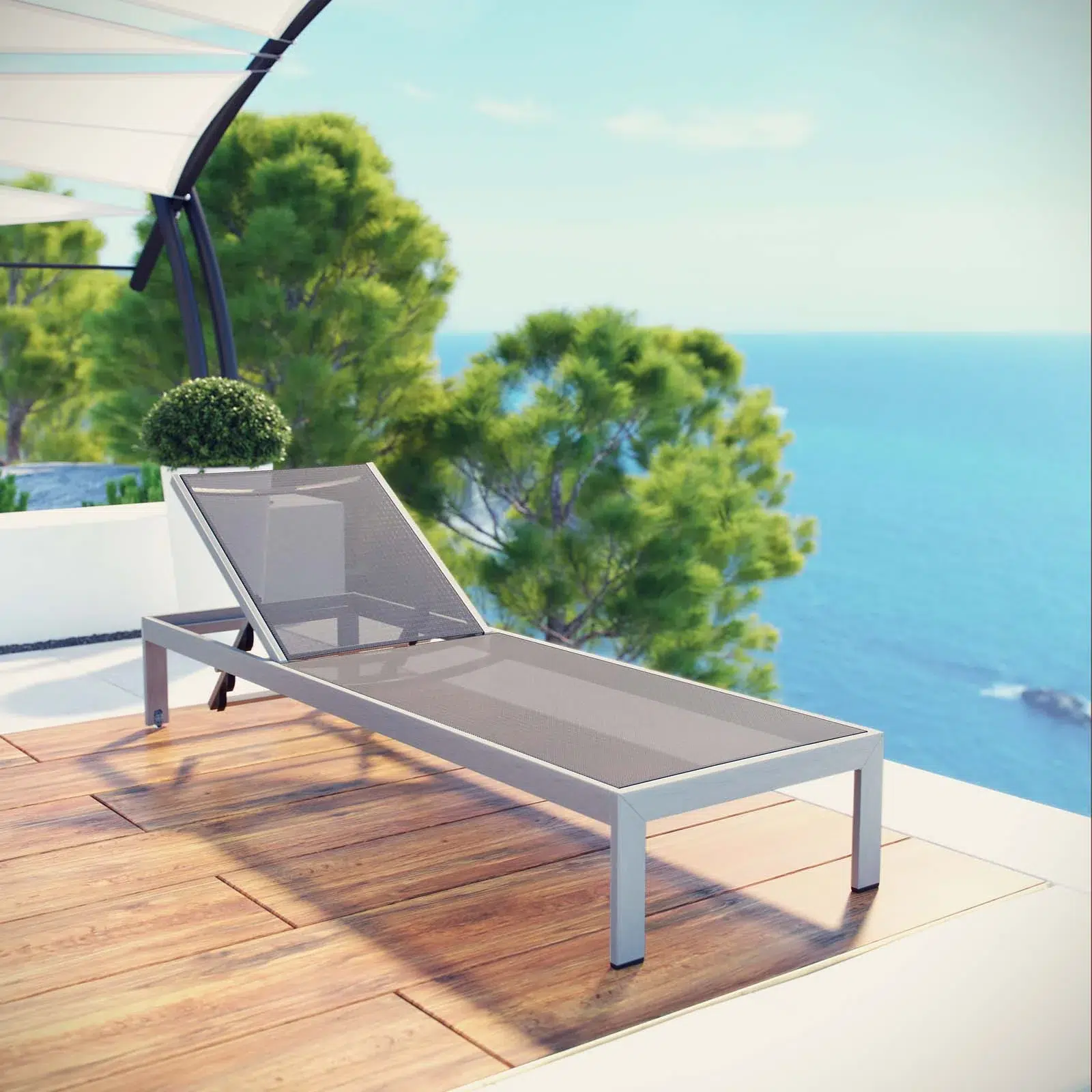Shore Aluminum Mesh Gray Sun Bed EEI-2249-SLV-GRY_4-1