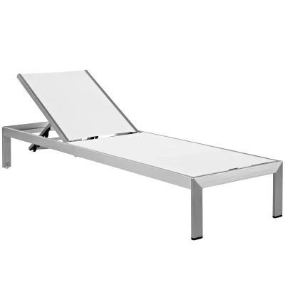 shore aluminum white sun bed EEI-2249-SLV-