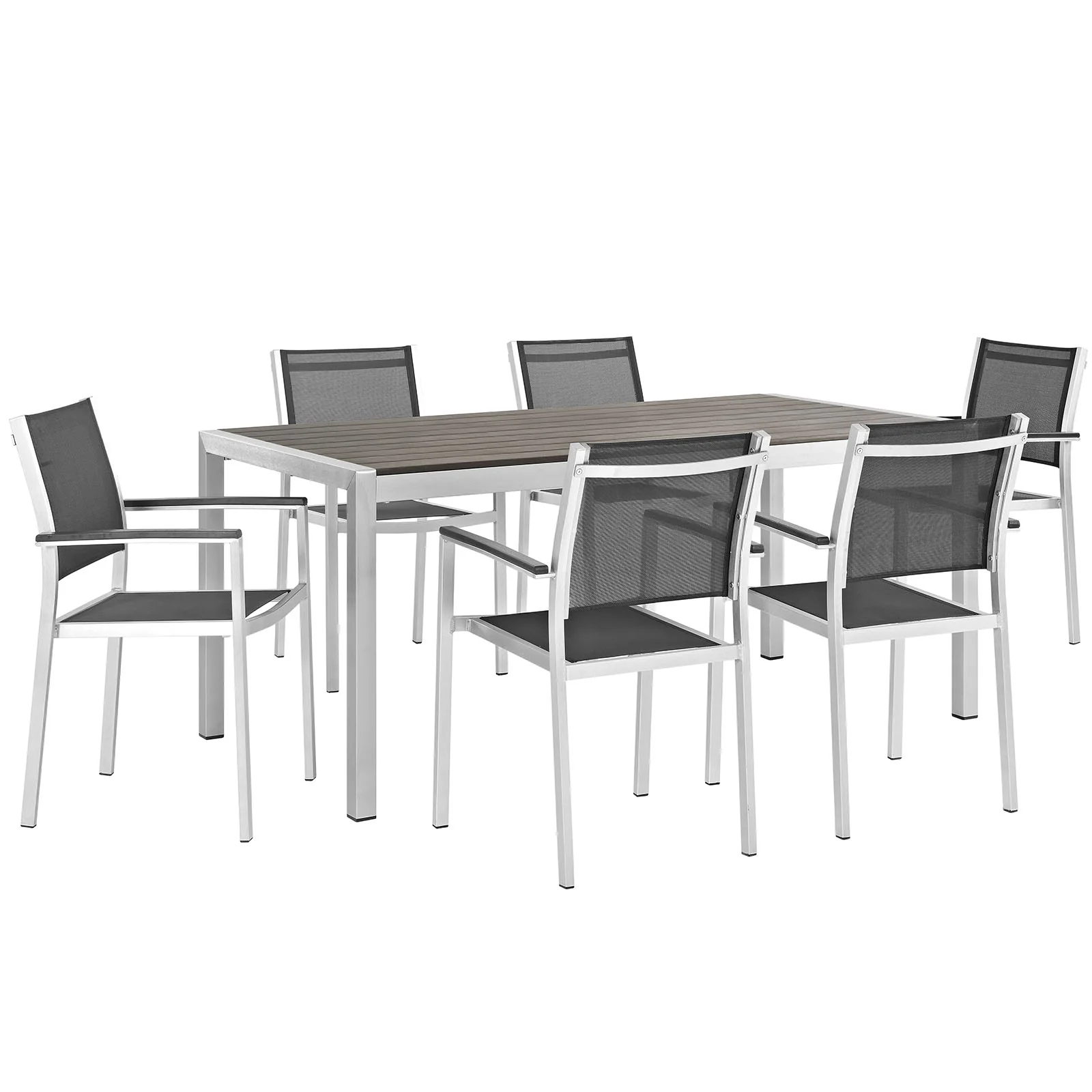 Shore 7 Piece Outdoor Modern Aluminum Dining Set