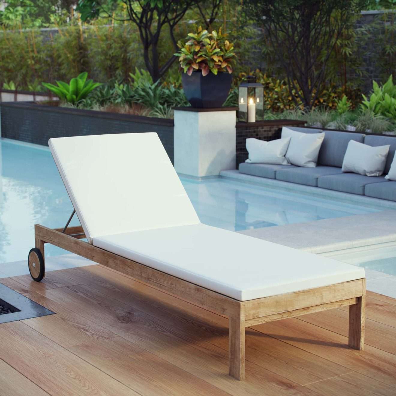 Upland Teak Wood & White Sun Bed
