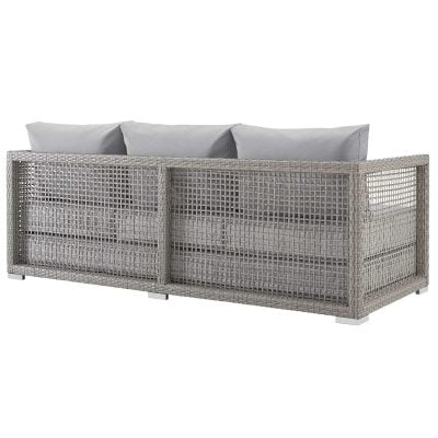 Aura Outdoor Patio Wicker Gray Rattan Sofa