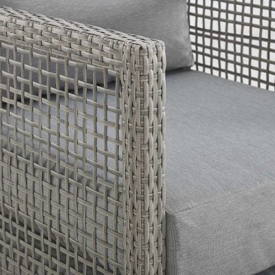 Aura Outdoor Patio Wicker Gray Rattan Sofa