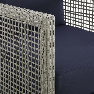 Aura Outdoor Patio Wicker Blue Rattan Sofa