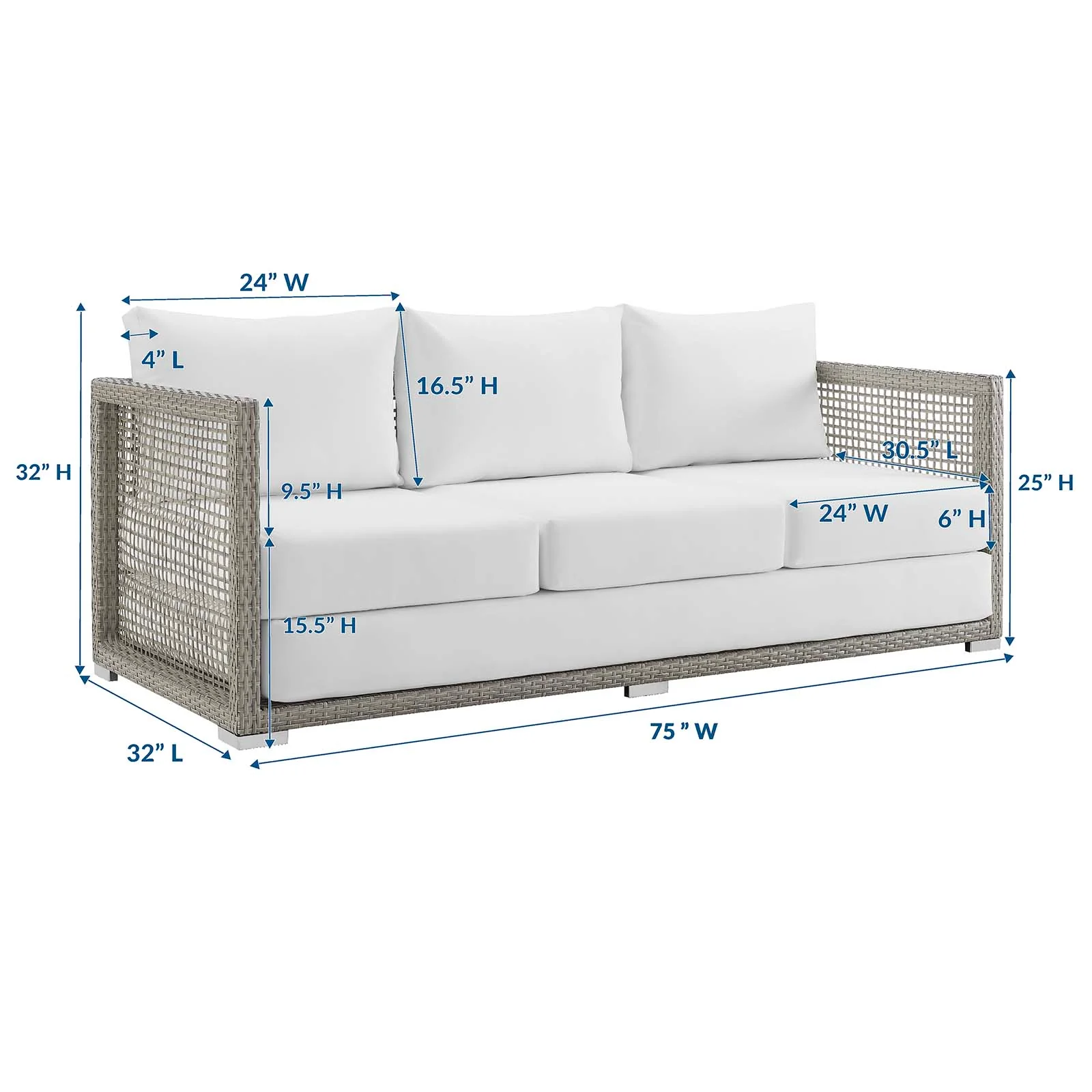 aura white sofa modway rattan EEI-2923-GRY-WHI_5