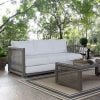 Aura Outdoor Patio Wicker White Rattan Sofa