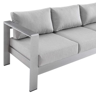 Shore Sunbrella Outdoor Modern Gray Patio Sofa