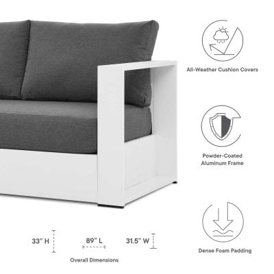 Tahoe White & Dark Gray Modern Outdoor Sofa