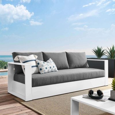 Tahoe White & Dark Gray Modern Outdoor Sofa